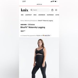 Knix Bliss Fit maternity leggings (size small)
